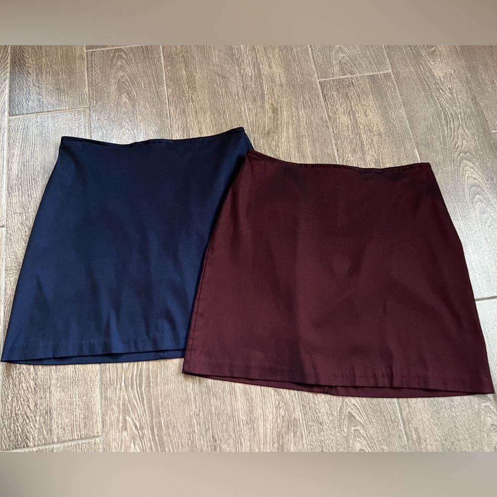 Vintage Mini Skirt Bundle Burgundy Navy High Waist Zip Back Minimal Y2K